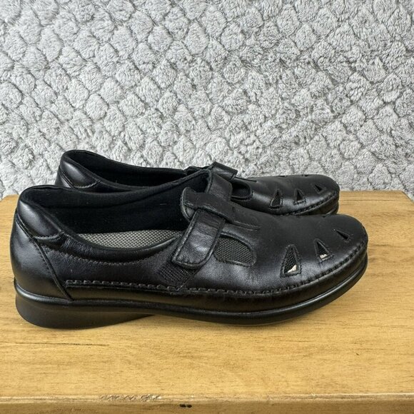 SAS Roamers Black Leather Slip on Loafers Size 7.5 Slim USA made‎ VGUC - Picture 4 of 8